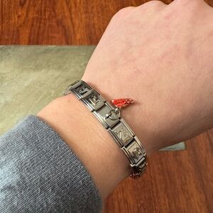 Silver Italian charm bracelet with charms